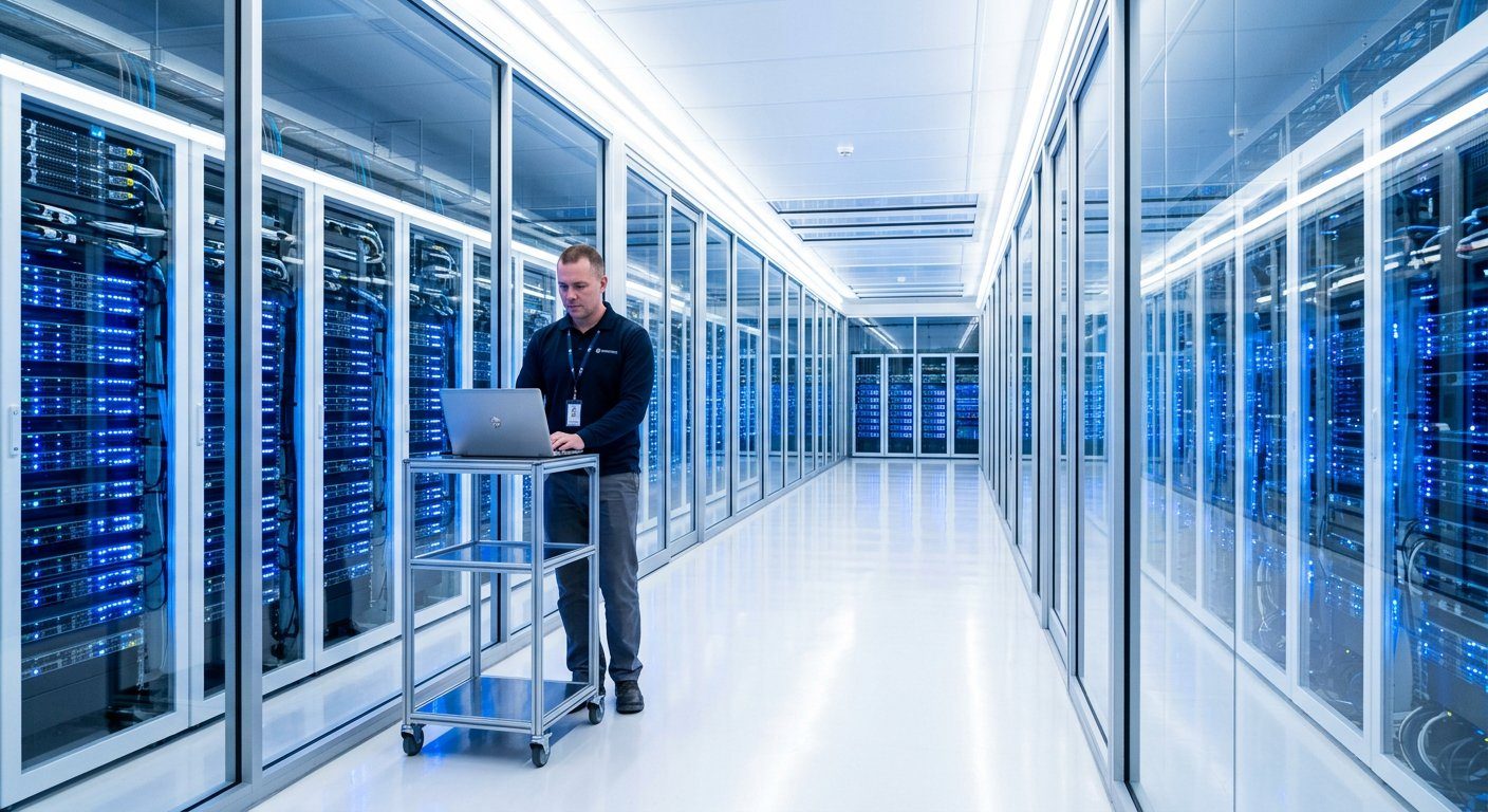 Secure server room with status lights